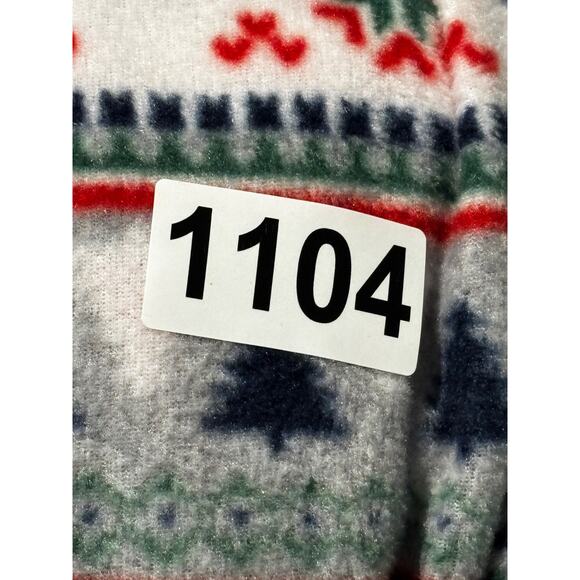 Christmas Union Suit Women XL Red Fair Isle Fleece Pockets Sleeves Zip pajamas - Picture 9 of 9